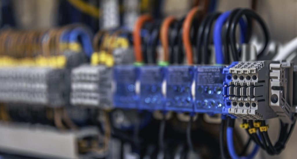 Electric control panel enclosure for power and distribution electricity. Uninterrupted, electrical voltage.